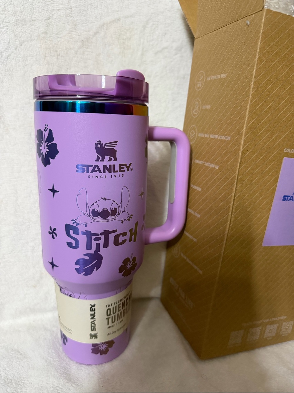 Stanley Lavender Stitch Insulated Travel Mug with Handle